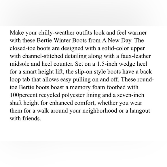 A New Day Black Bertie Winter Boots Size 7.5 Black - Picture 9 of 10